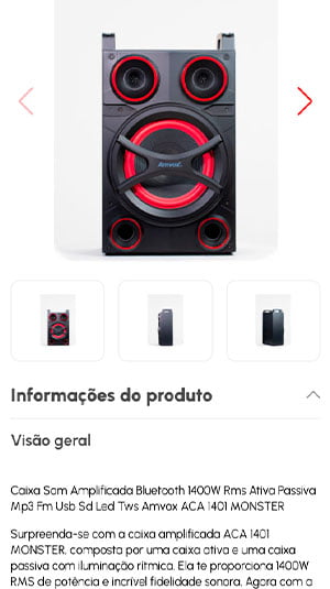 Tela mobile — Amvox Loja Virtual