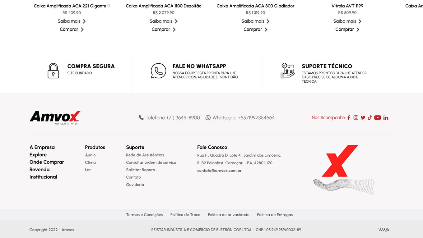 Página interna — Amvox Loja Virtual