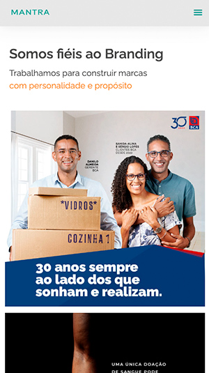 Tela mobile — Agência Mantra