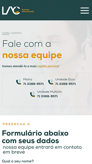 Tela mobile — Lac Laboratórios