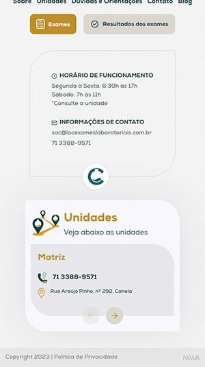 Tela mobile — Lac Laboratórios