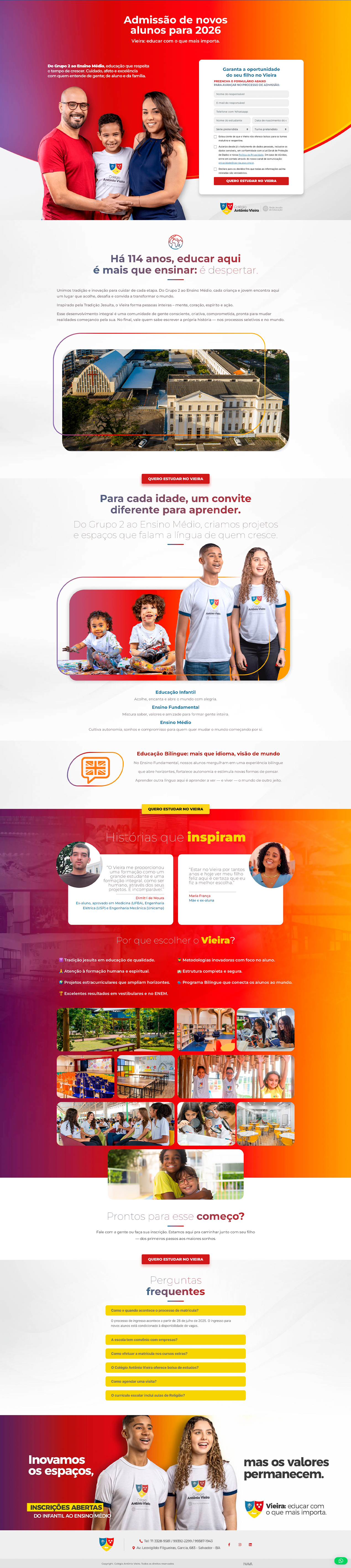 Home desktop — Novos Alunos Vieira 2026