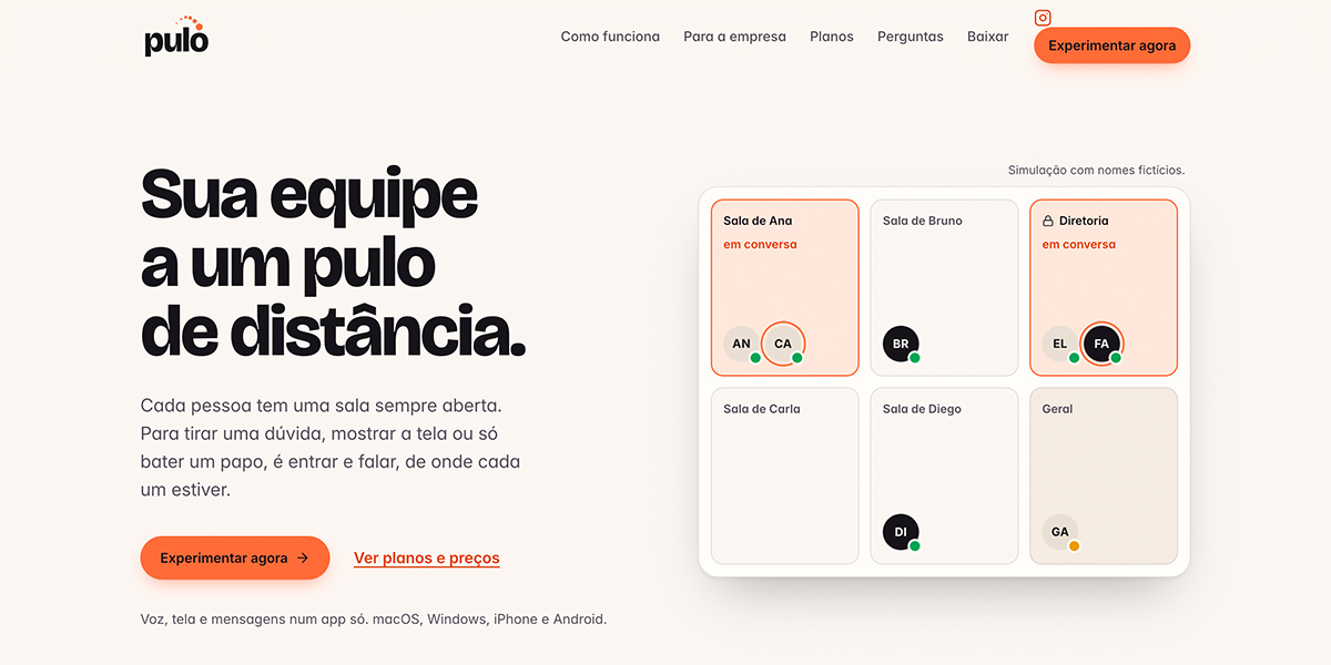 Versão desktop — Pulo App