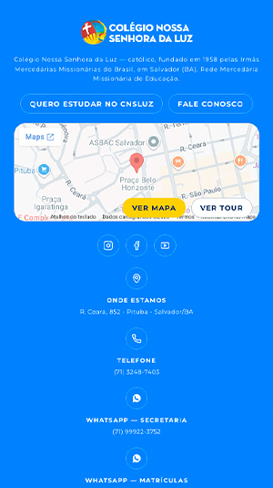 Tela mobile — Matrículas CNSLUZ
