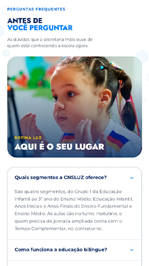 Tela mobile — Matrículas CNSLUZ