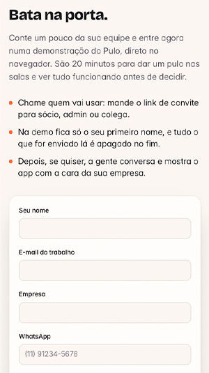 Tela mobile — Pulo App