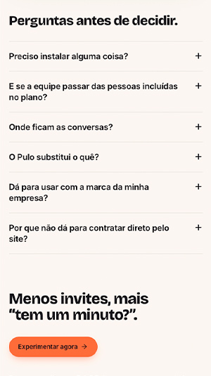 Tela mobile — Pulo App