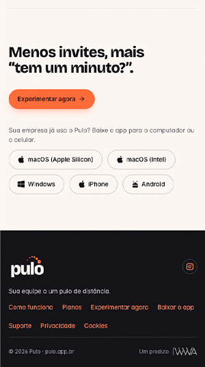 Tela mobile — Pulo App