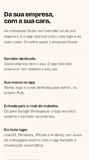 Tela mobile — Pulo App